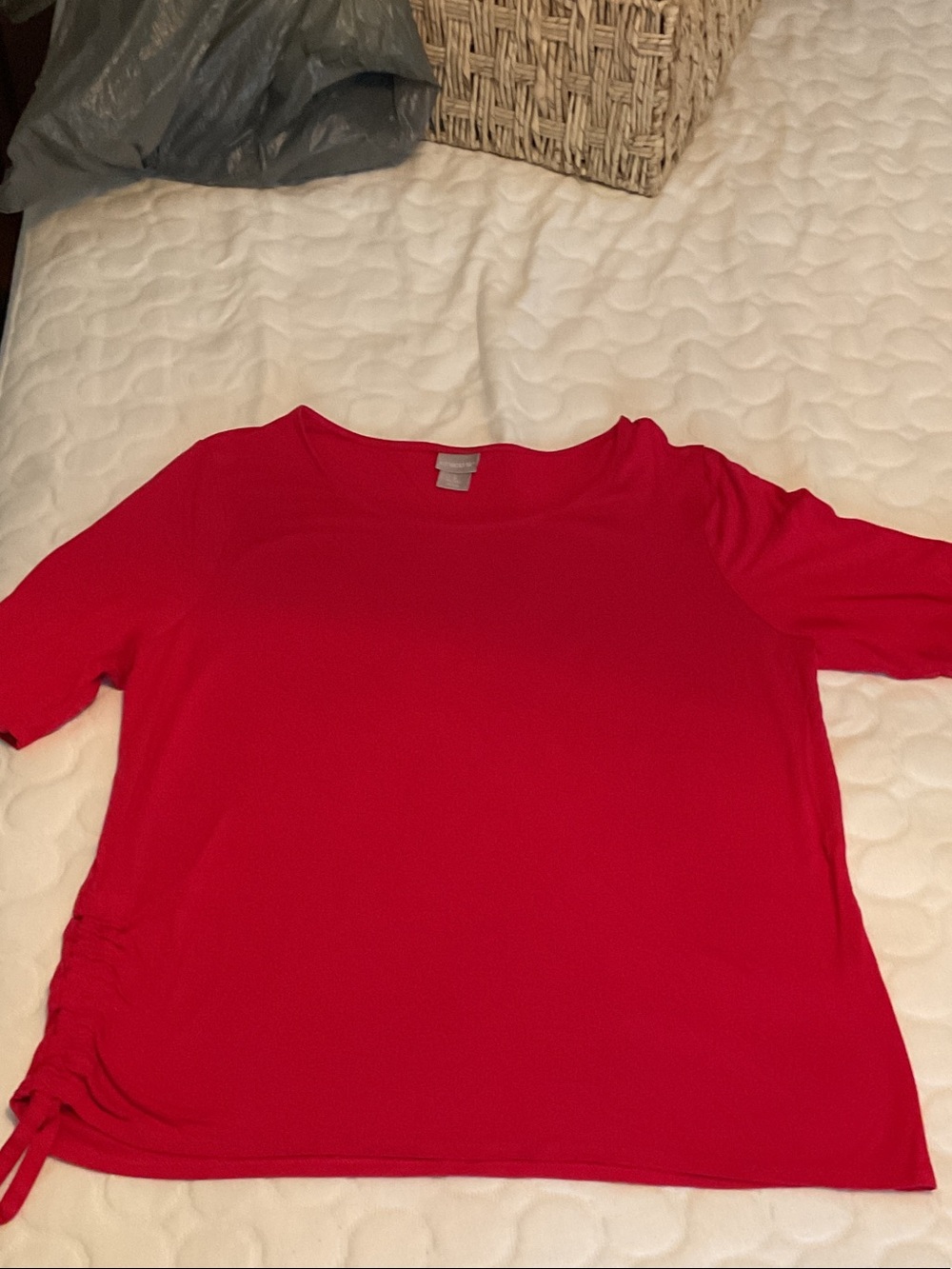 Chico's Bright Pinkish Red Short-Sleeve Tie-Side Tee